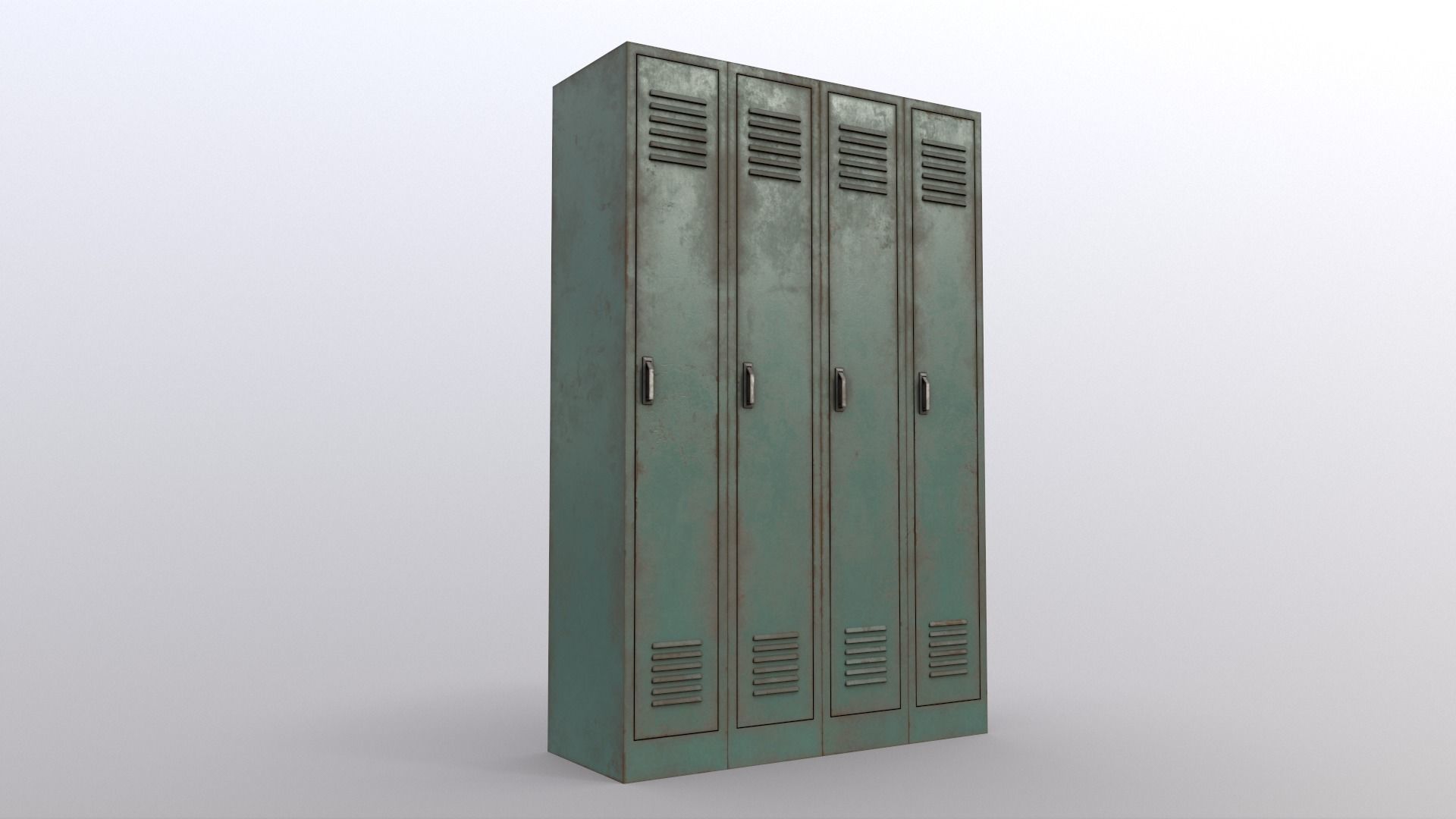 PBR School Gym Locker 02 - Green Light Low-poly 3D model_9