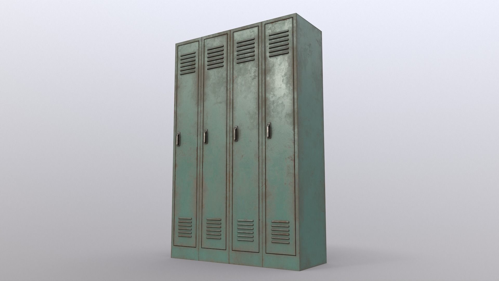 PBR School Gym Locker 02 - Green Light Low-poly 3D model_12