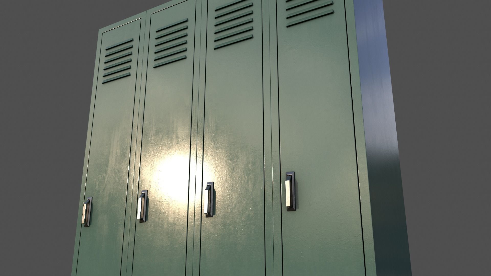 PBR School Gym Locker 02 - Green Light Low-poly 3D model_21