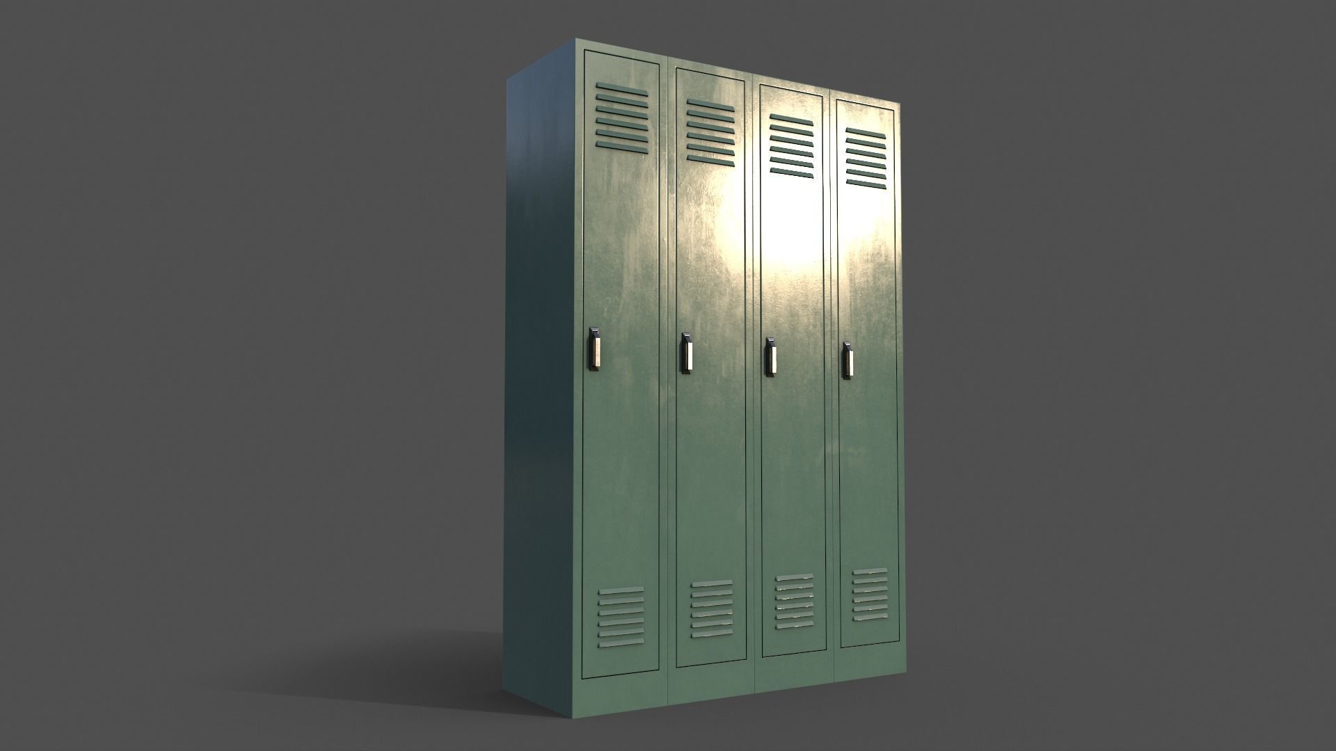 PBR School Gym Locker 02 - Green Light Low-poly 3D model_5