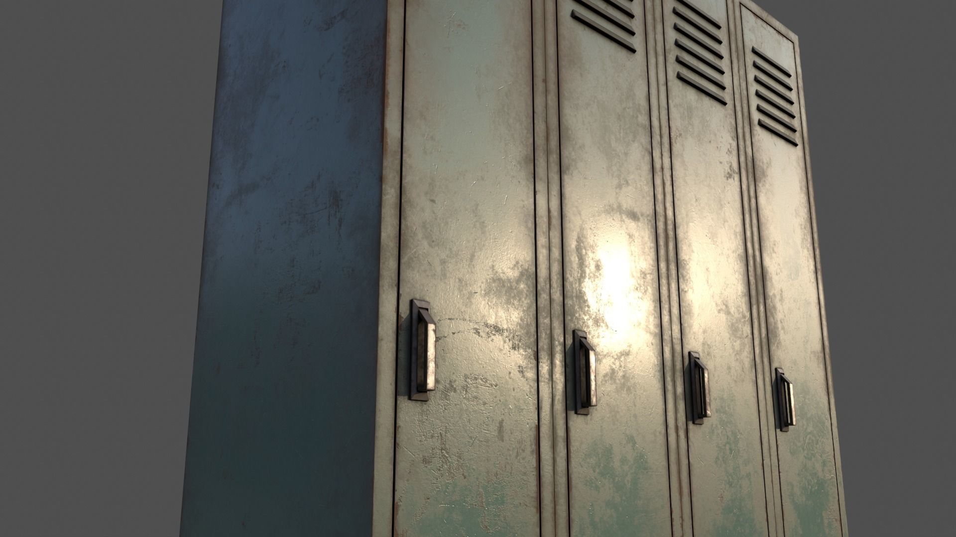 PBR School Gym Locker 02 - Green Light Low-poly 3D model_19