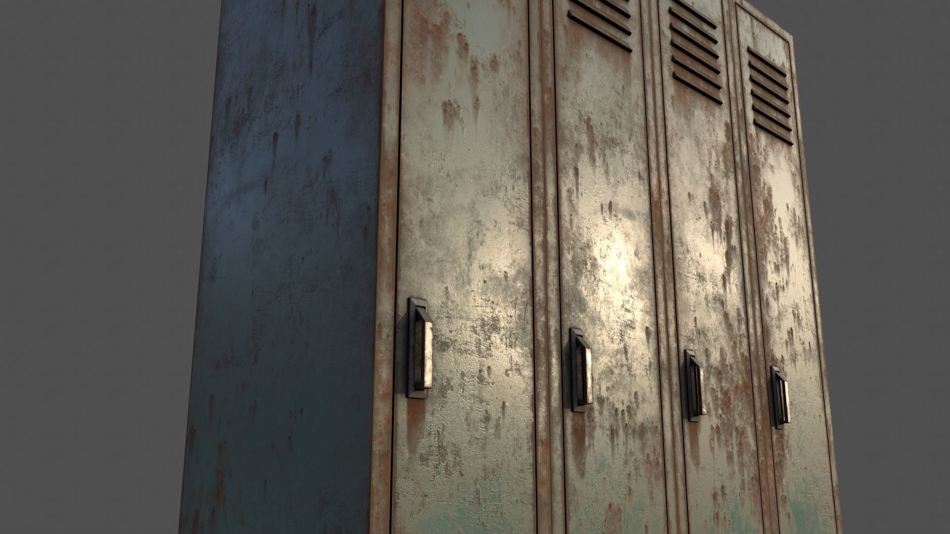 PBR School Gym Locker 02 - Green Light Low-poly 3D model_20