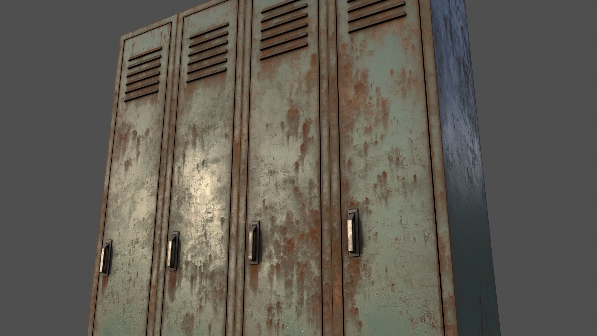 PBR School Gym Locker 02 - Green Light Low-poly 3D model_23