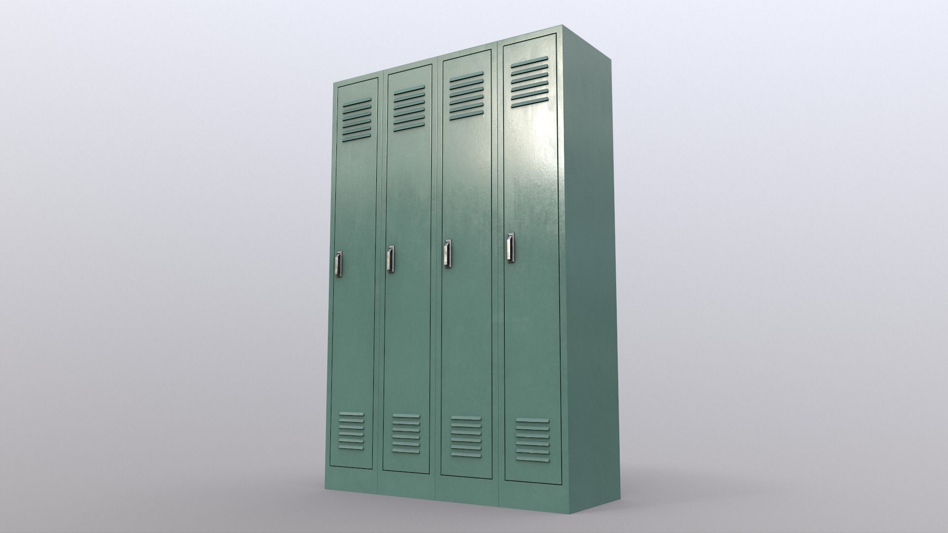 PBR School Gym Locker 02 - Green Light Low-poly 3D model_11
