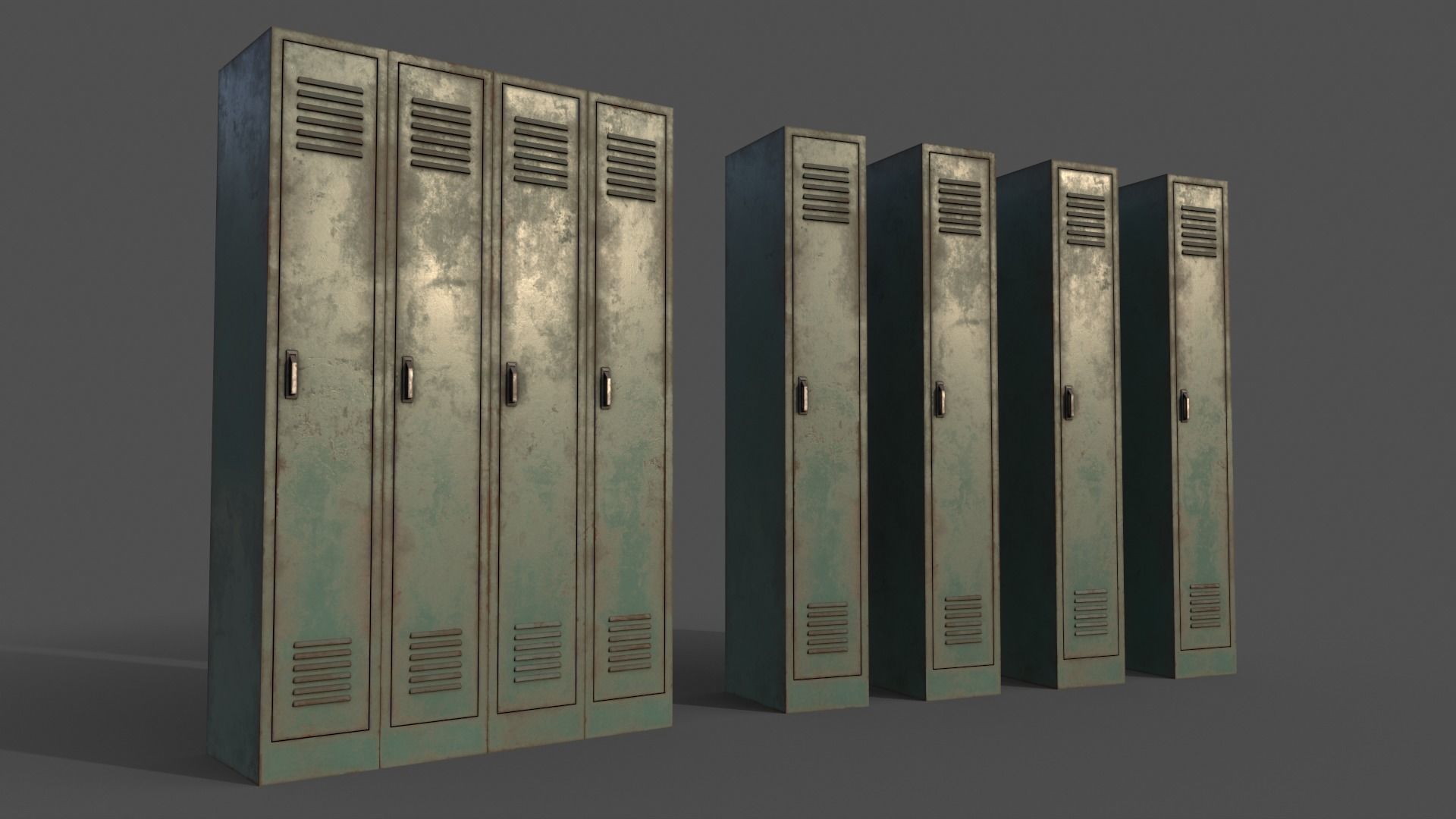 PBR School Gym Locker 02 - Green Light Low-poly 3D model_3