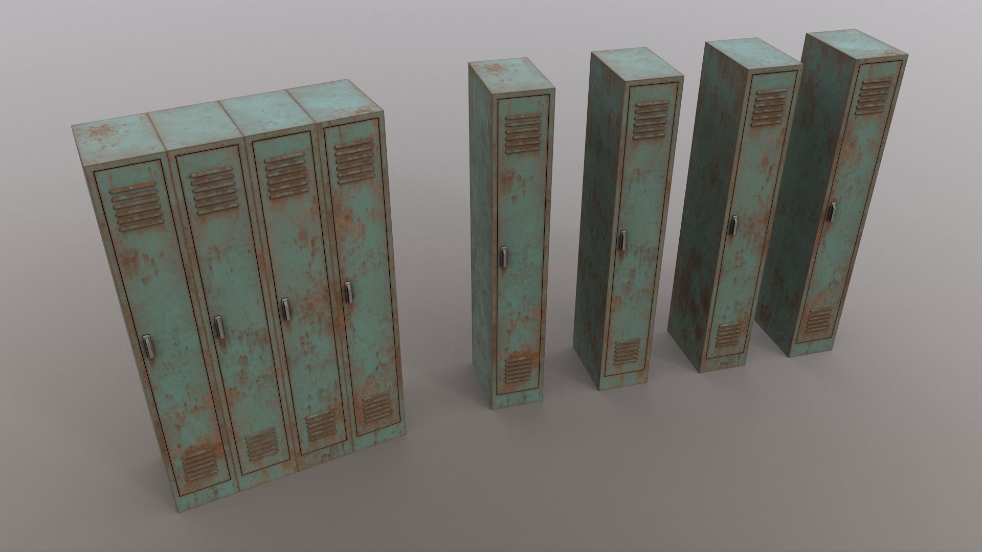 PBR School Gym Locker 02 - Green Light Low-poly 3D model_16