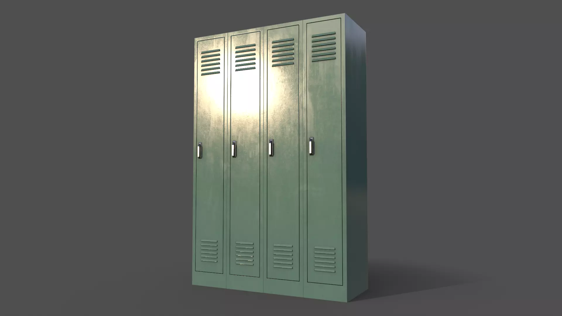 PBR School Gym Locker 02 - Green Light Low-poly 3D model_0