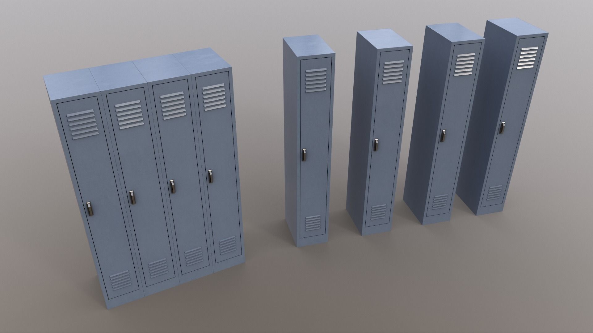 PBR School Gym Locker 02 - Grey Low-poly 3D model_14