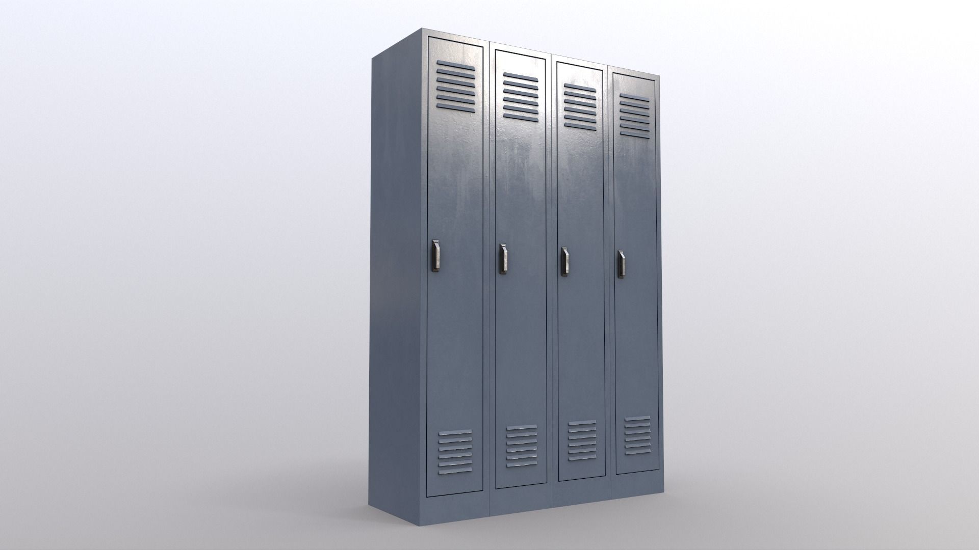 PBR School Gym Locker 02 - Grey Low-poly 3D model_8