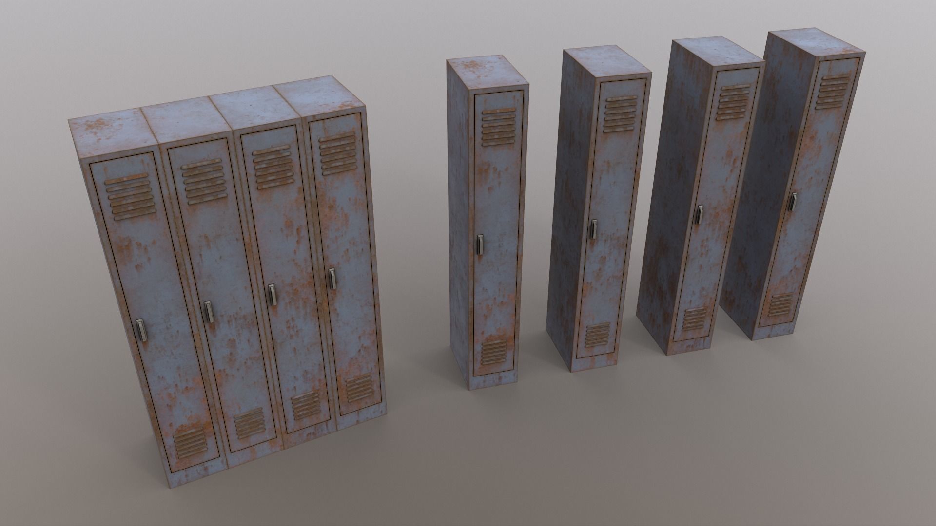 PBR School Gym Locker 02 - Grey Low-poly 3D model_16