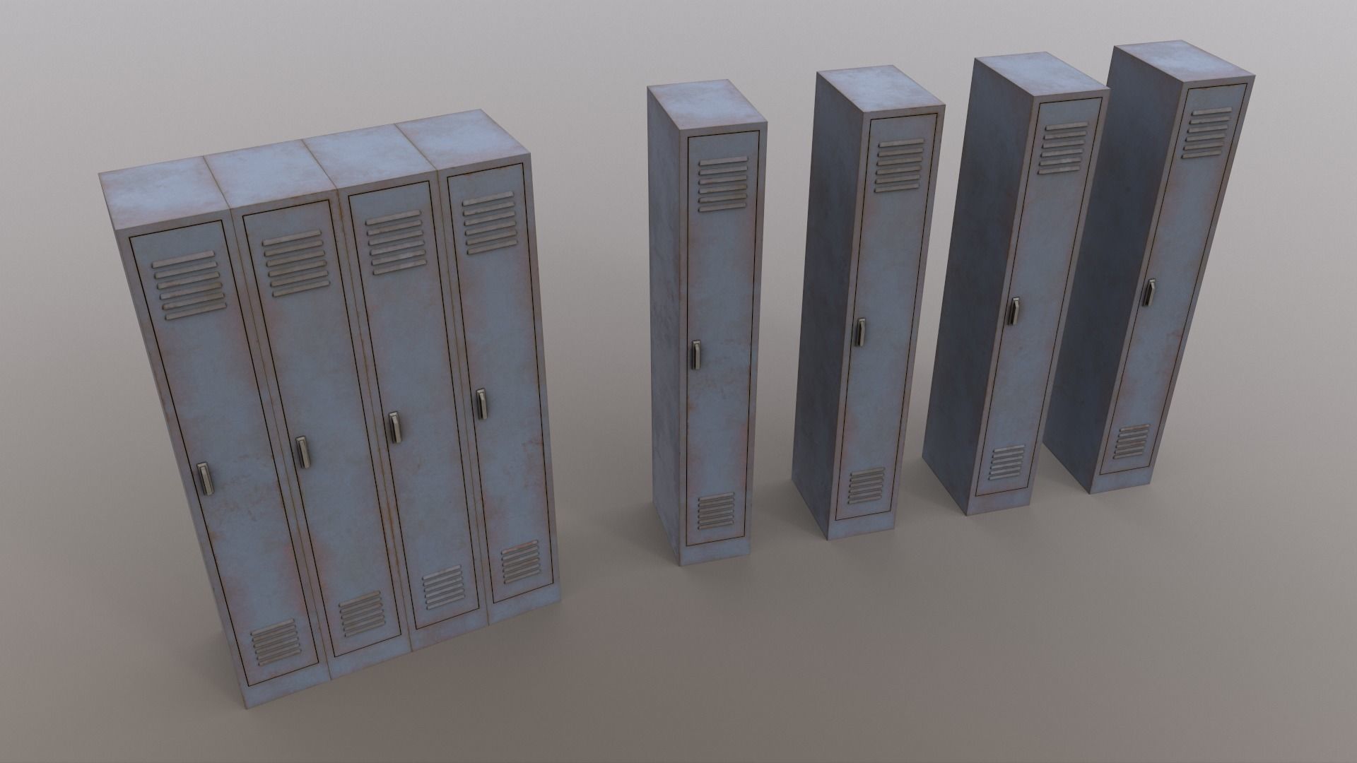 PBR School Gym Locker 02 - Grey Low-poly 3D model_15