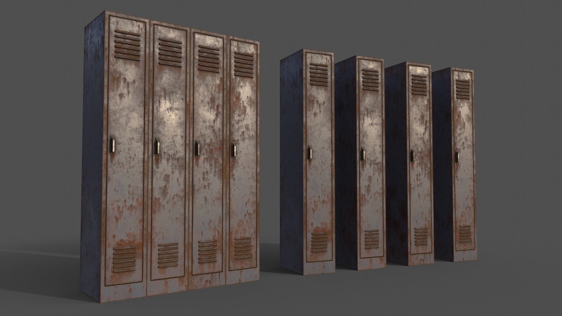 PBR School Gym Locker 02 - Grey Low-poly 3D model_4