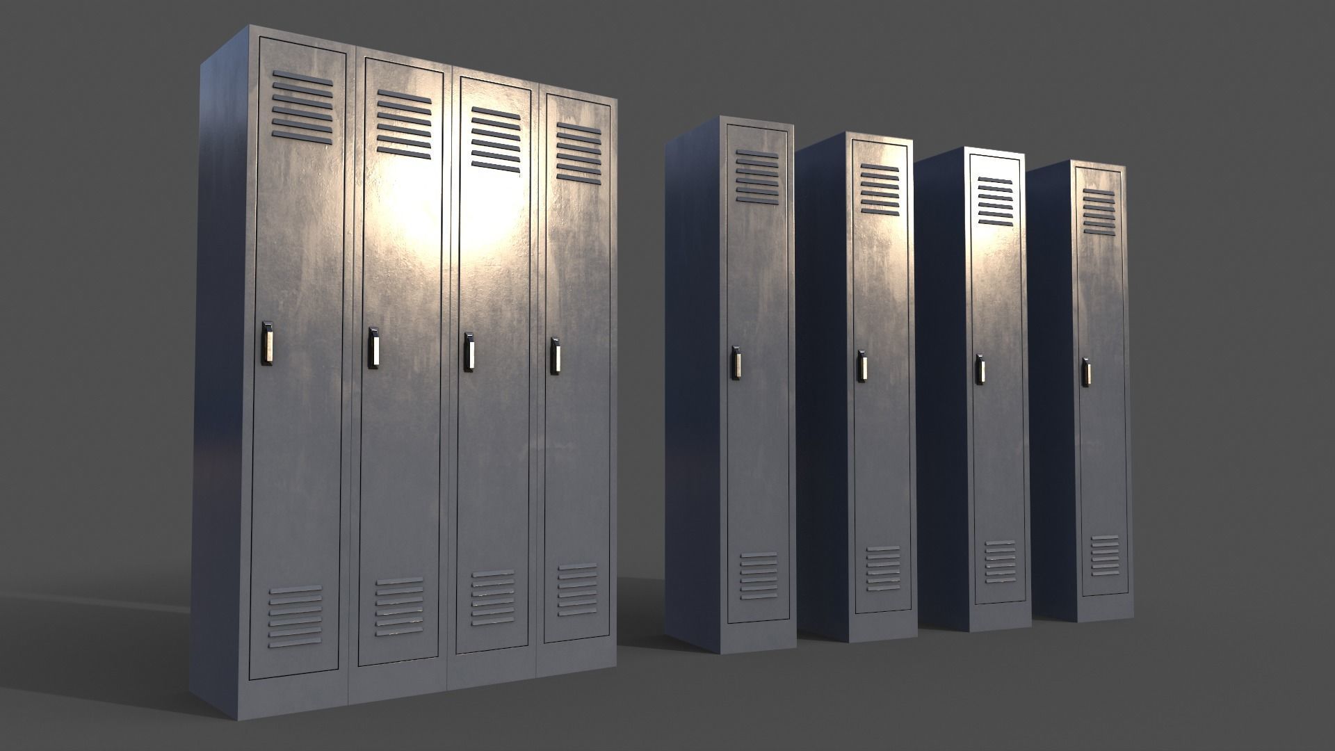 PBR School Gym Locker 02 - Grey Low-poly 3D model_2