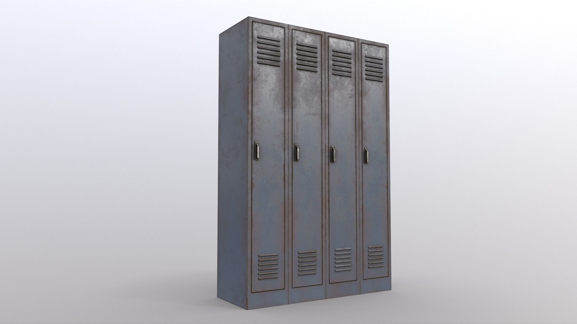 PBR School Gym Locker 02 - Grey Low-poly 3D model_9