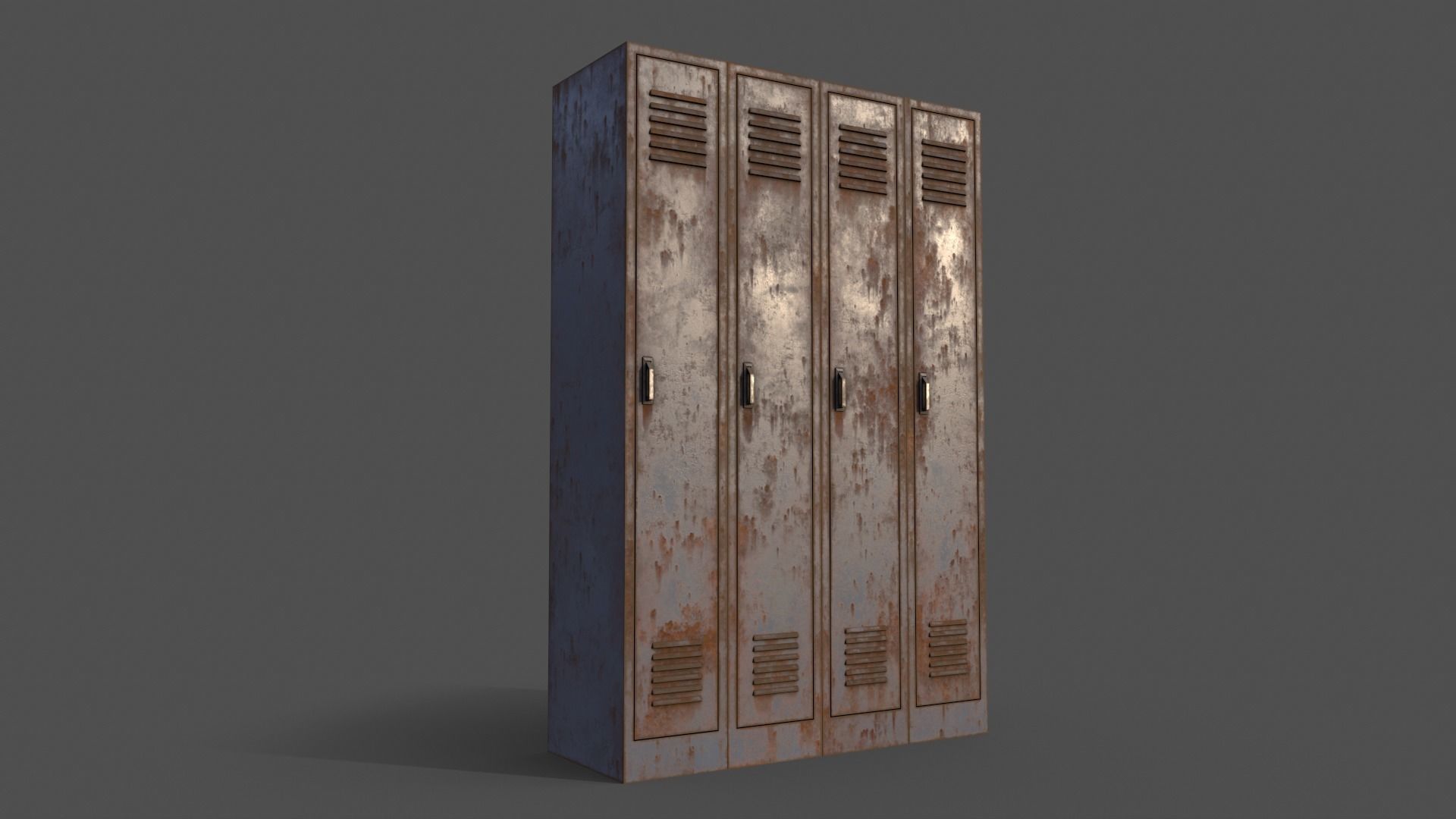 PBR School Gym Locker 02 - Grey Low-poly 3D model_7