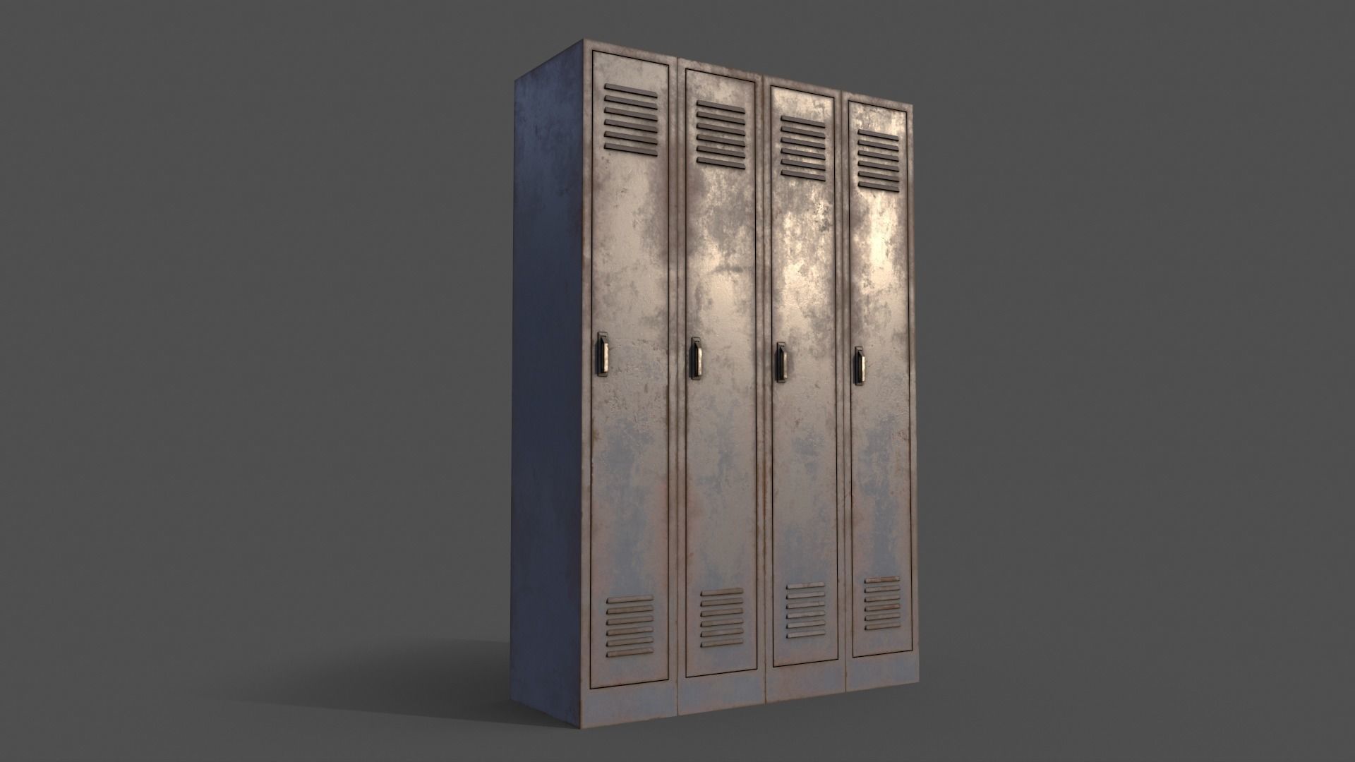 PBR School Gym Locker 02 - Grey Low-poly 3D model_6