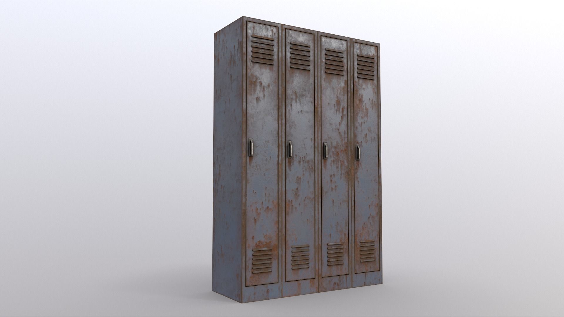 PBR School Gym Locker 02 - Grey Low-poly 3D model_10