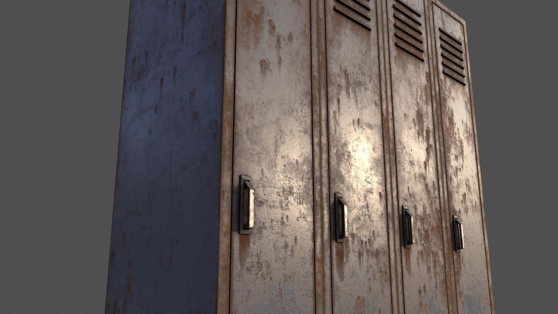PBR School Gym Locker 02 - Grey Low-poly 3D model_20