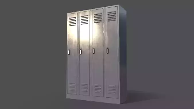 PBR School Gym Locker 02 - Grey Low-poly 3D model