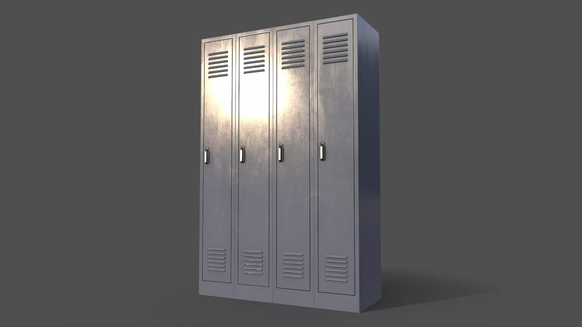 PBR School Gym Locker 02 - Grey Low-poly 3D model_0