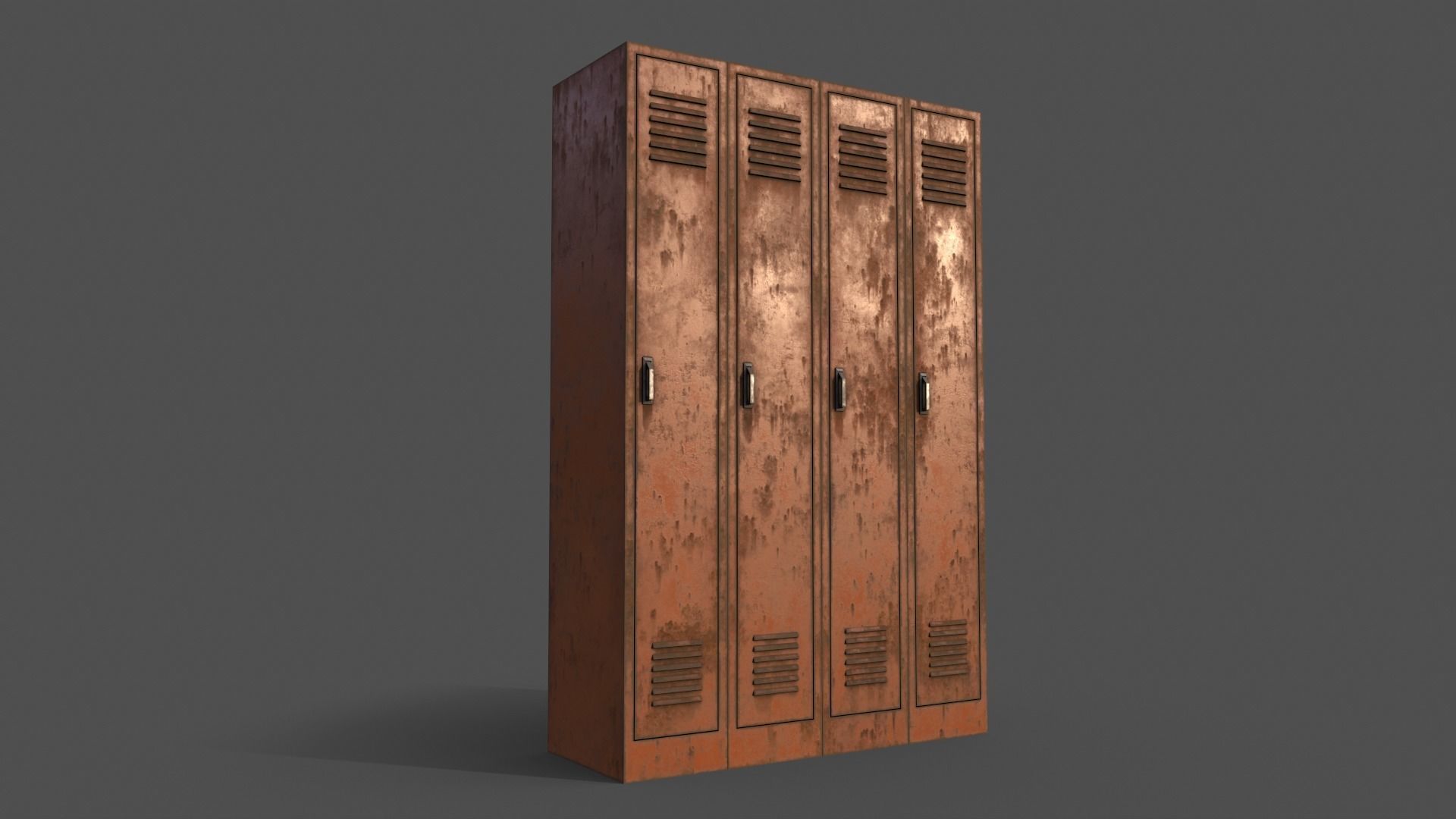 PBR School Gym Locker 02 - Orange Low-poly 3D model_7