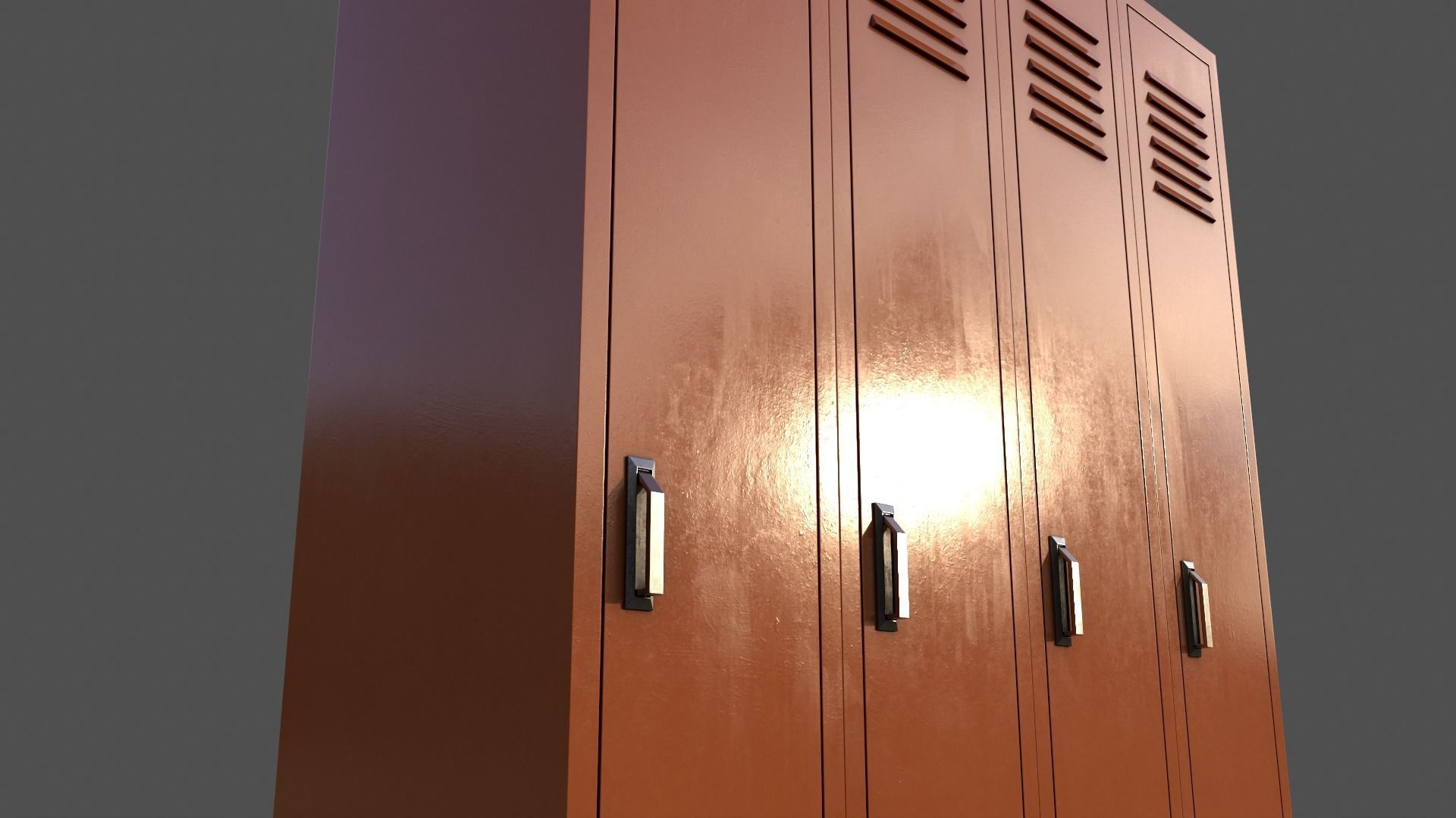 PBR School Gym Locker 02 - Orange Low-poly 3D model_18