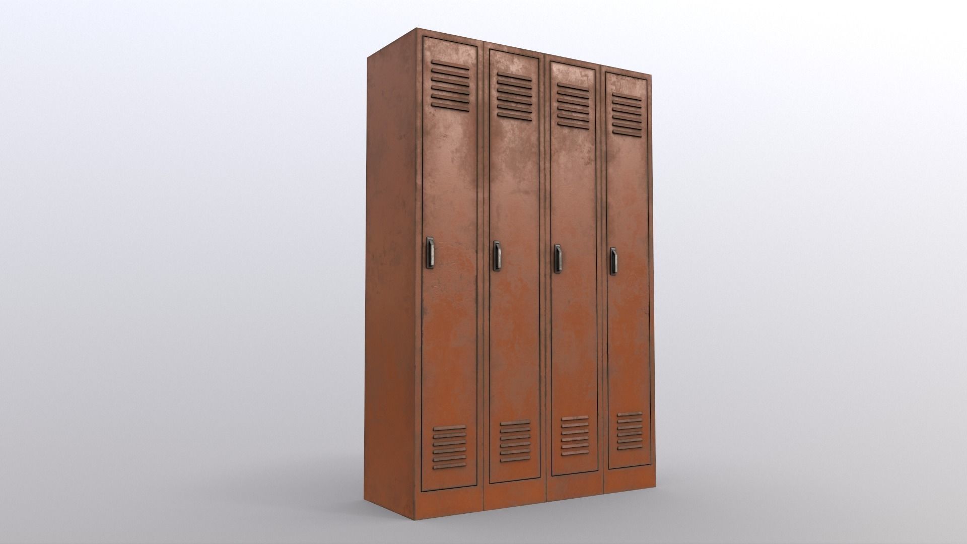 PBR School Gym Locker 02 - Orange Low-poly 3D model_9