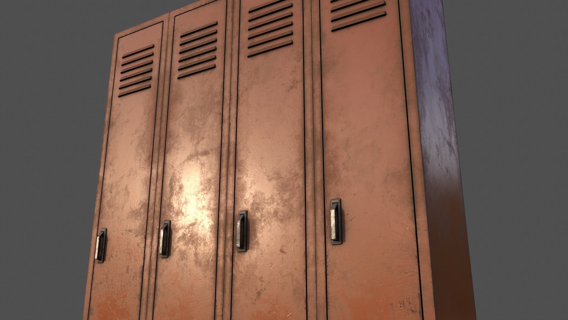 PBR School Gym Locker 02 - Orange Low-poly 3D model_22
