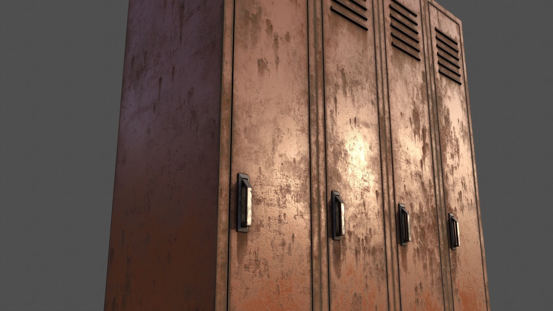 PBR School Gym Locker 02 - Orange Low-poly 3D model_20