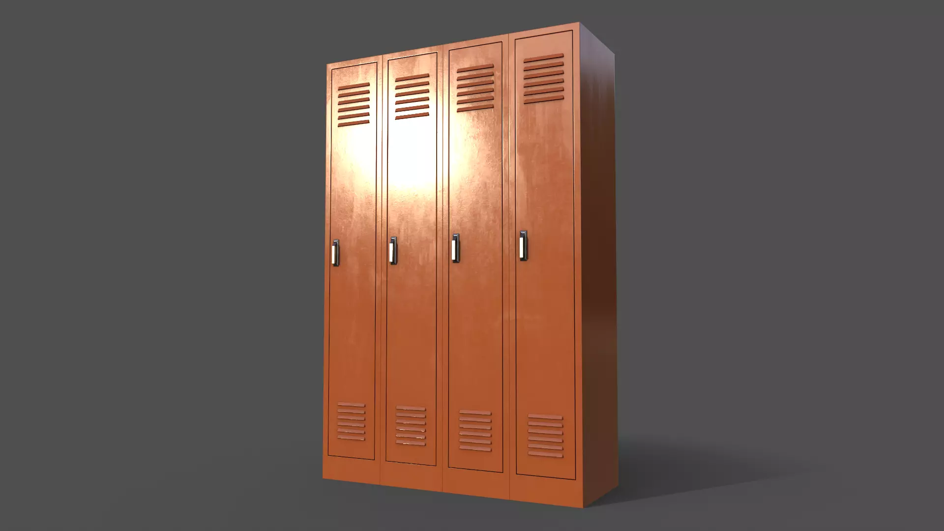 PBR School Gym Locker 02 - Orange Low-poly 3D model_0