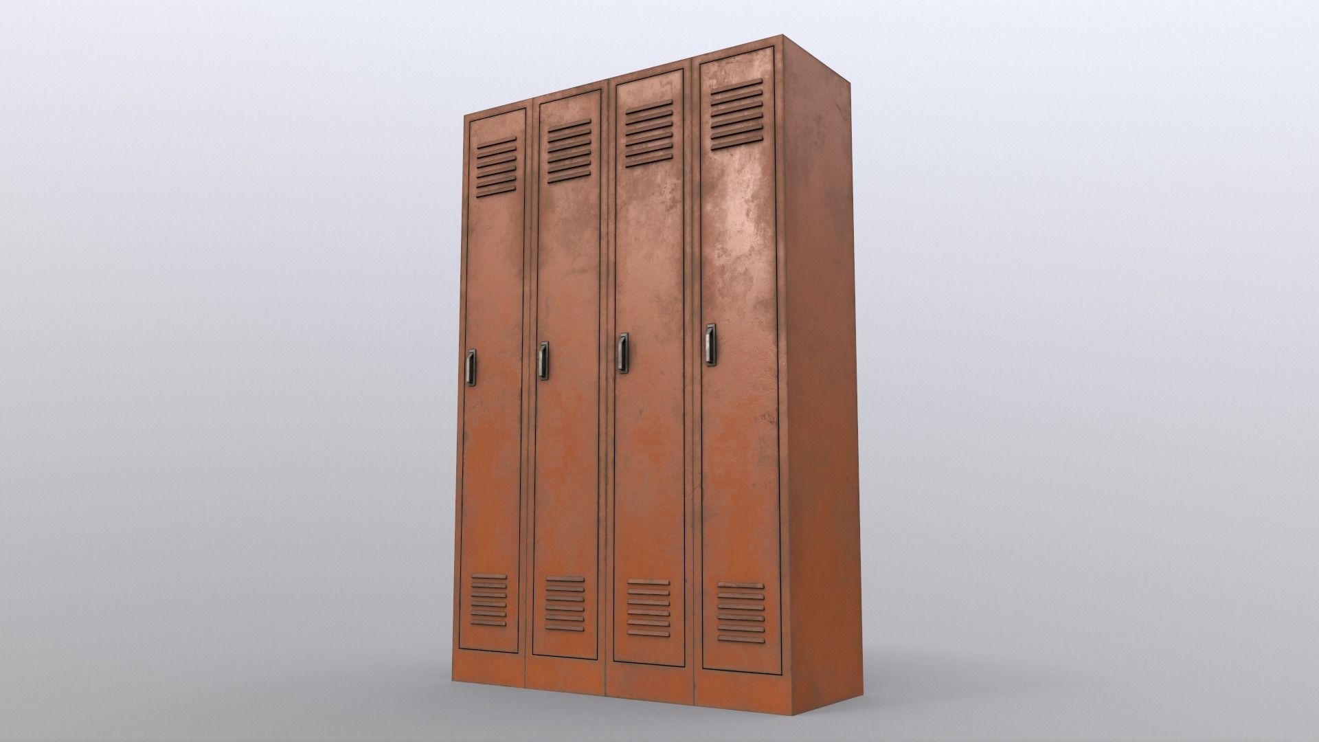 PBR School Gym Locker 02 - Orange Low-poly 3D model_12