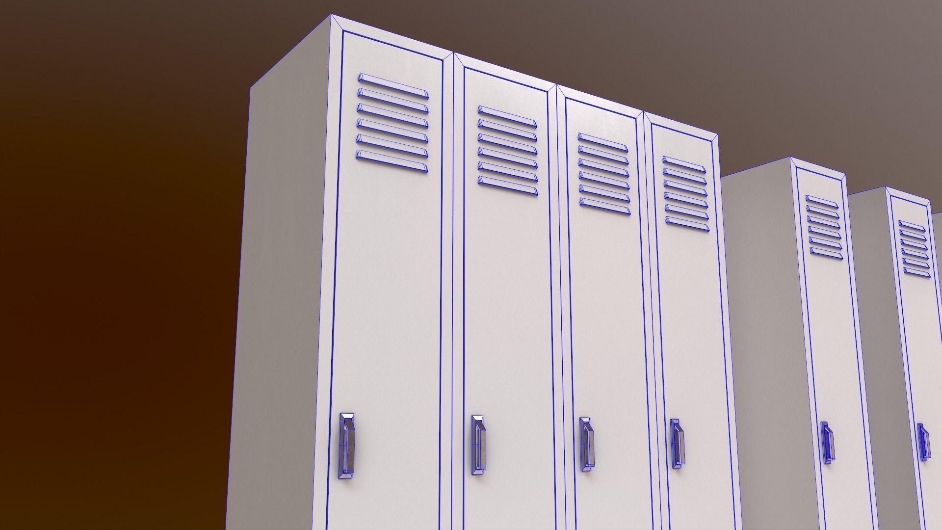 PBR School Gym Locker 02 - Orange Low-poly 3D model_31