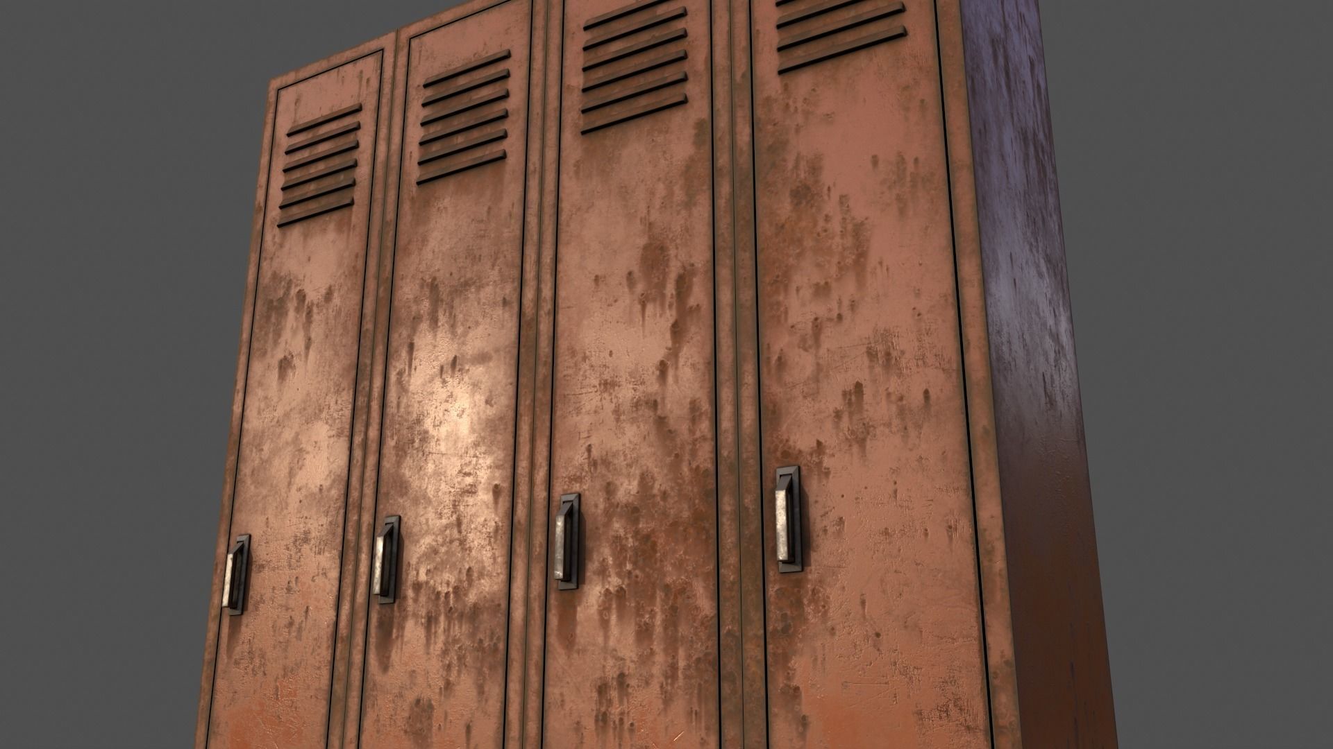 PBR School Gym Locker 02 - Orange Low-poly 3D model_23