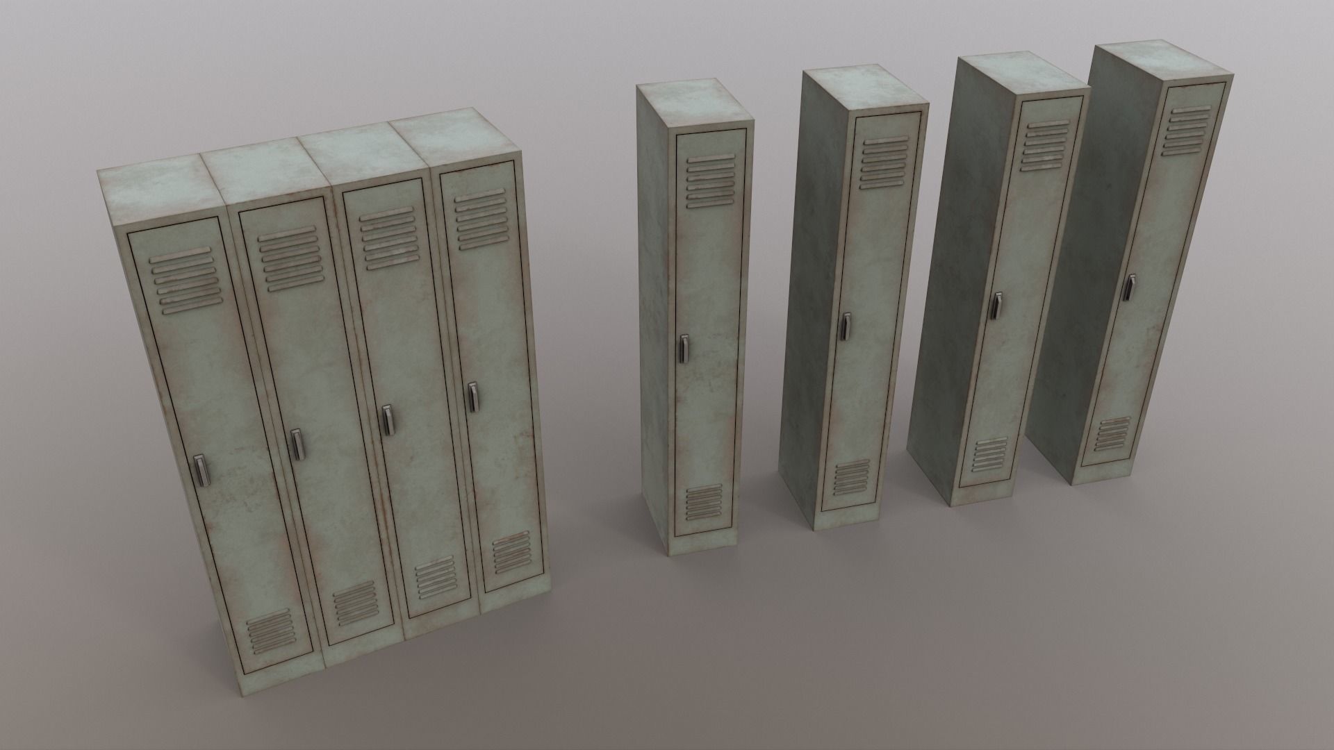 PBR School Gym Locker 02 - Pale Green Low-poly 3D model_15