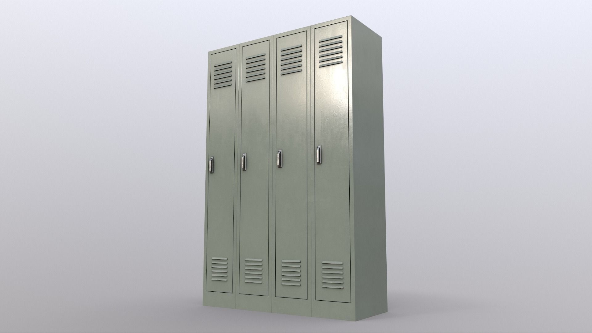 PBR School Gym Locker 02 - Pale Green Low-poly 3D model_11