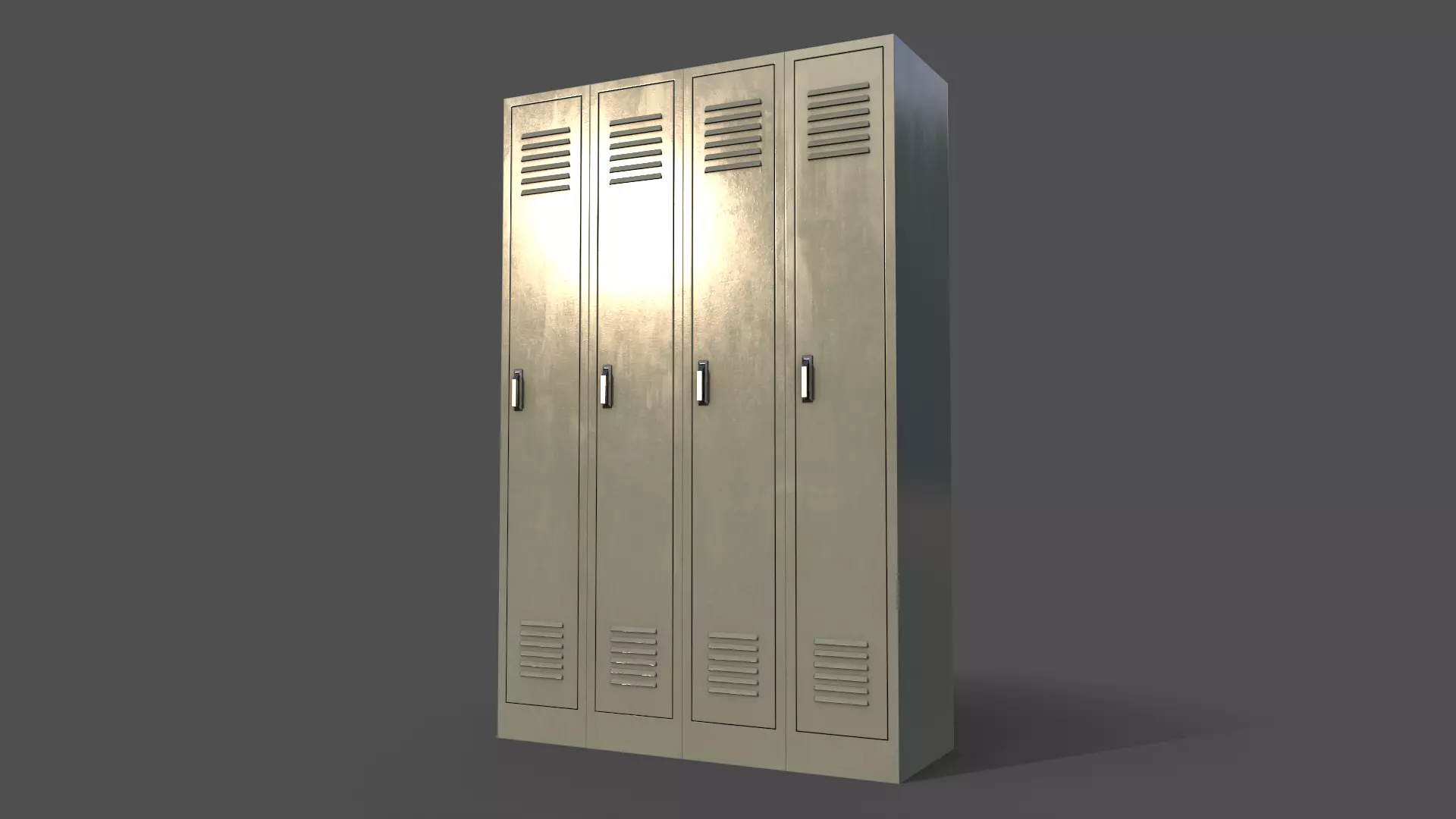 PBR School Gym Locker 02 - Pale Green Low-poly 3D model_0