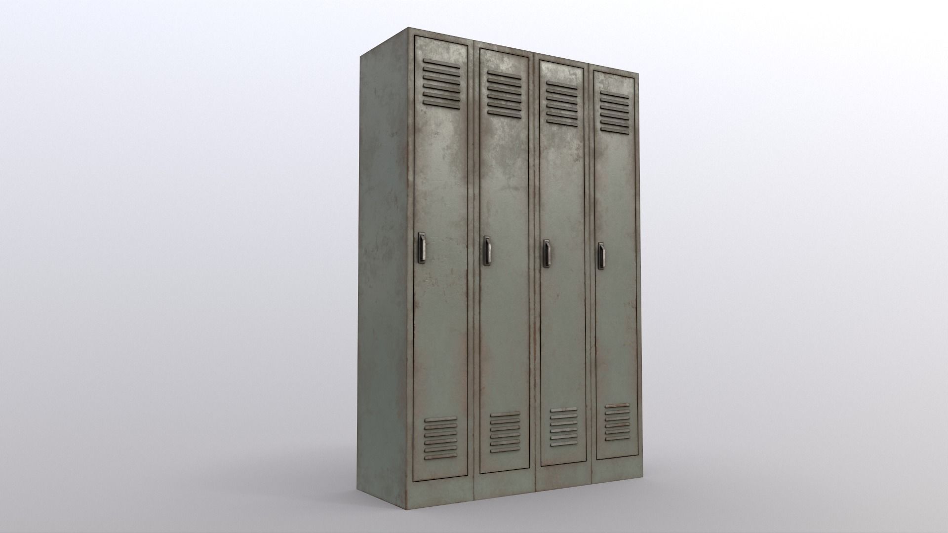 PBR School Gym Locker 02 - Pale Green Low-poly 3D model_9