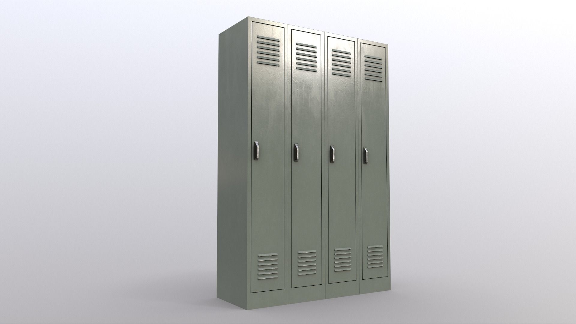 PBR School Gym Locker 02 - Pale Green Low-poly 3D model_8
