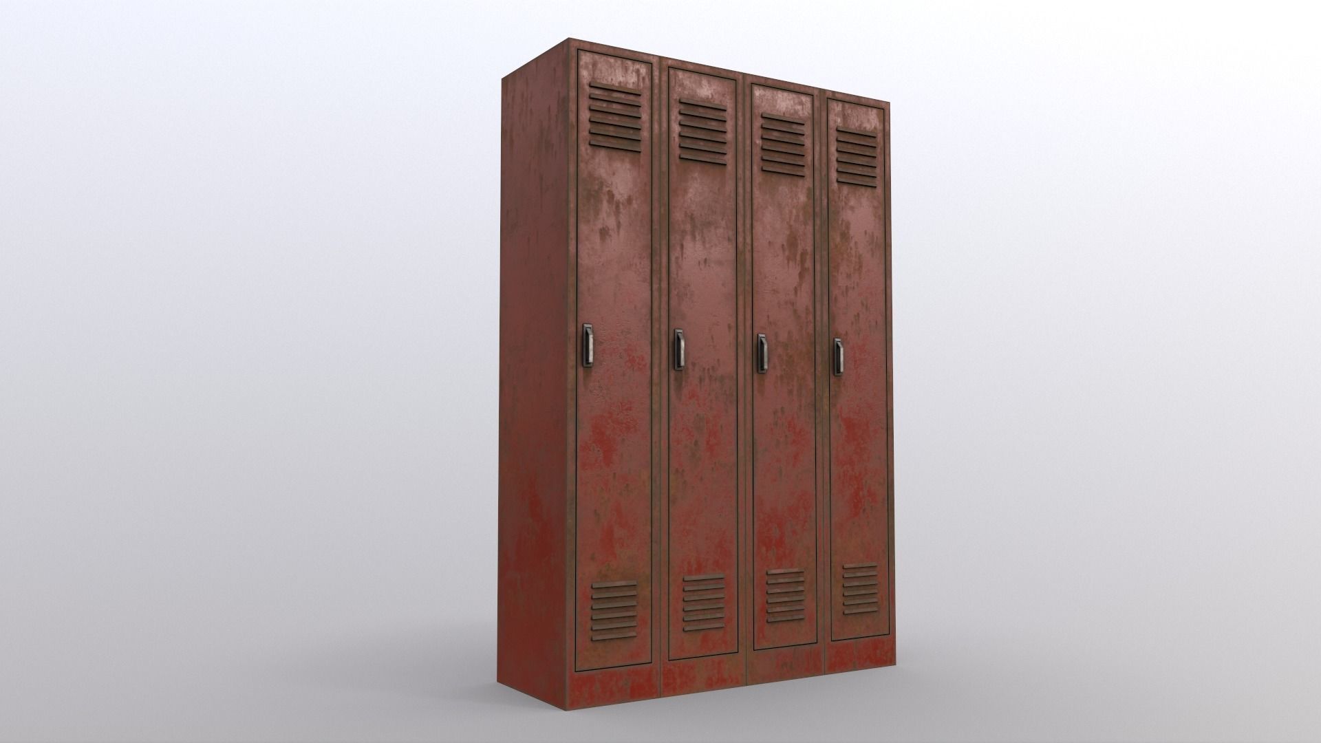 PBR School Gym Locker 02 - Red Low-poly 3D model_10