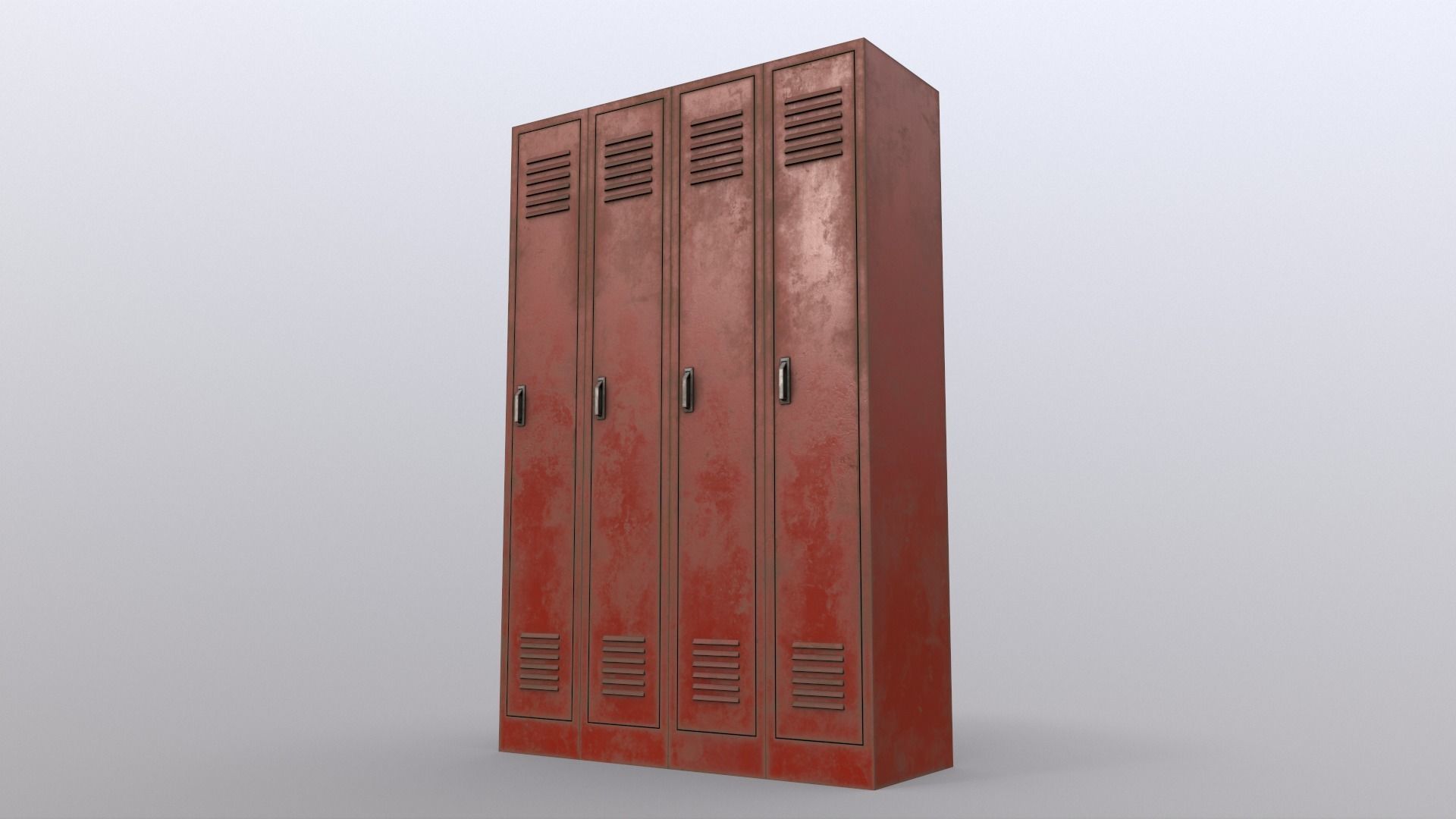 PBR School Gym Locker 02 - Red Low-poly 3D model_12