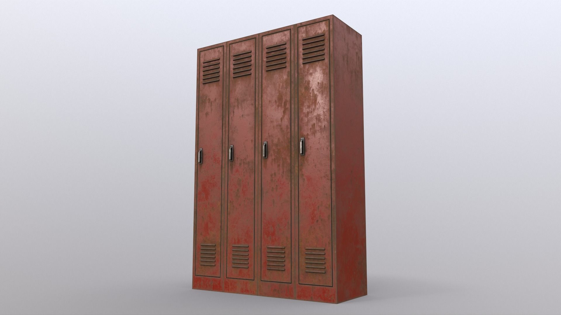 PBR School Gym Locker 02 - Red Low-poly 3D model_13