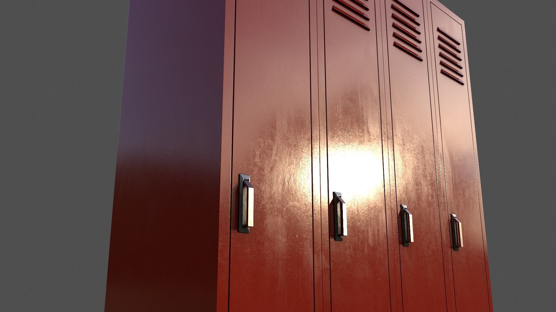 PBR School Gym Locker 02 - Red Low-poly 3D model_18