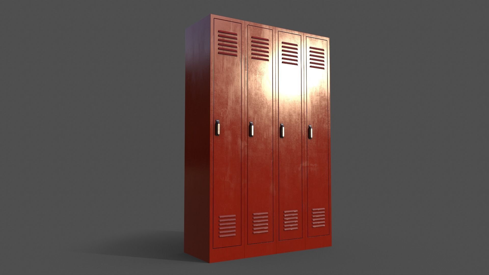 PBR School Gym Locker 02 - Red Low-poly 3D model_5
