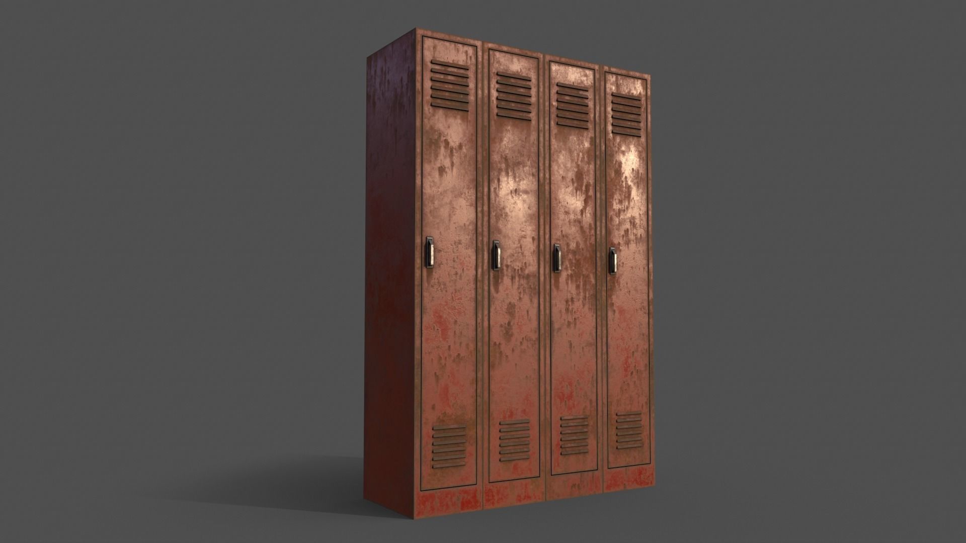 PBR School Gym Locker 02 - Red Low-poly 3D model_7