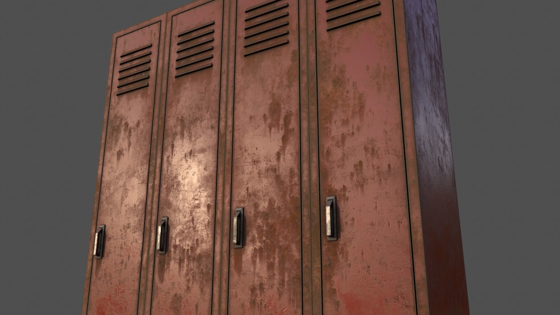 PBR School Gym Locker 02 - Red Low-poly 3D model_23