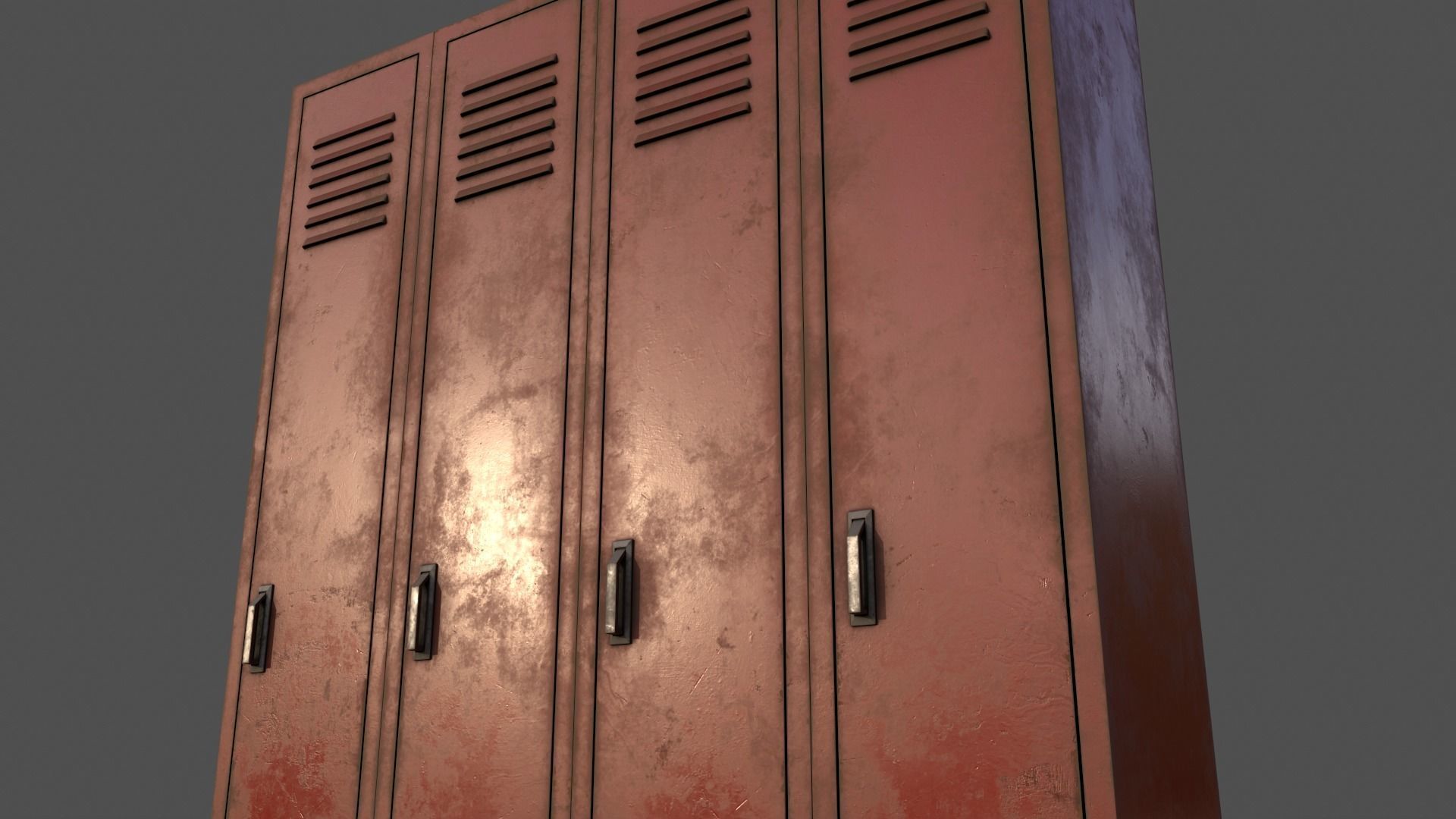 PBR School Gym Locker 02 - Red Low-poly 3D model_22