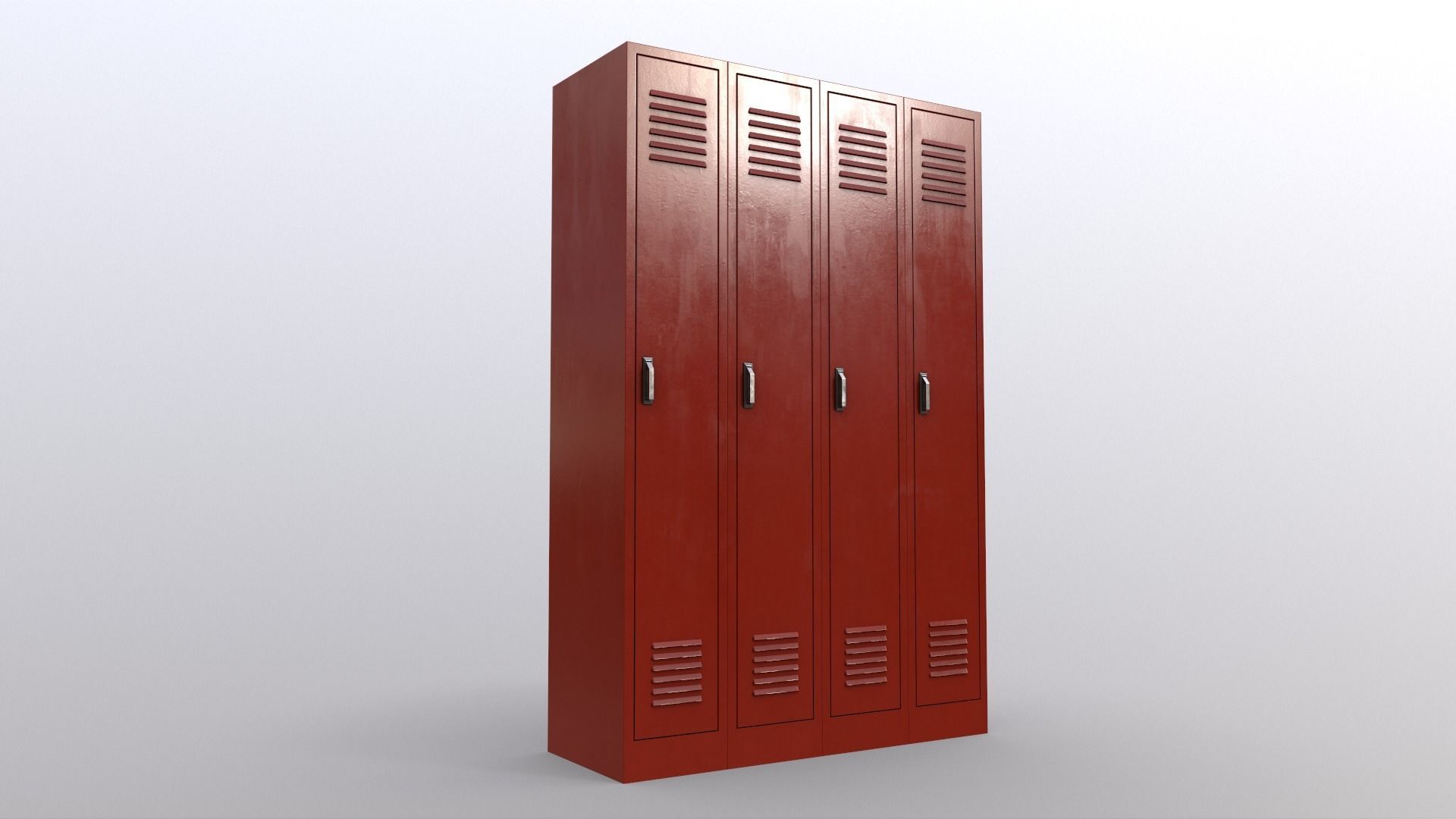 PBR School Gym Locker 02 - Red Low-poly 3D model_8