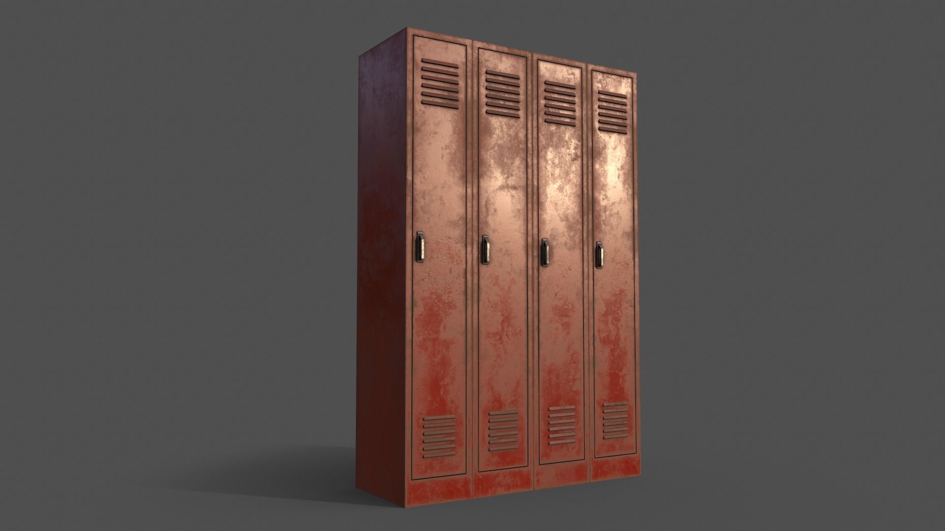 PBR School Gym Locker 02 - Red Low-poly 3D model_6