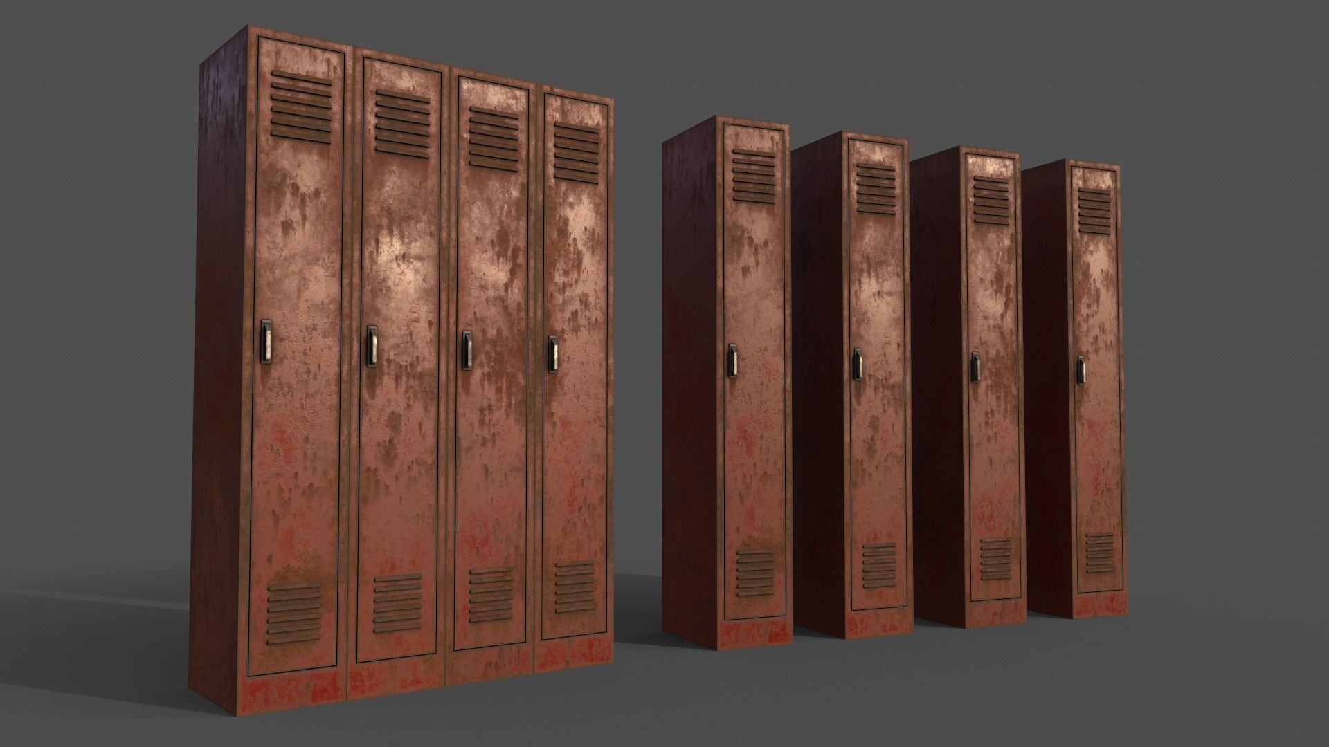 PBR School Gym Locker 02 - Red Low-poly 3D model_4