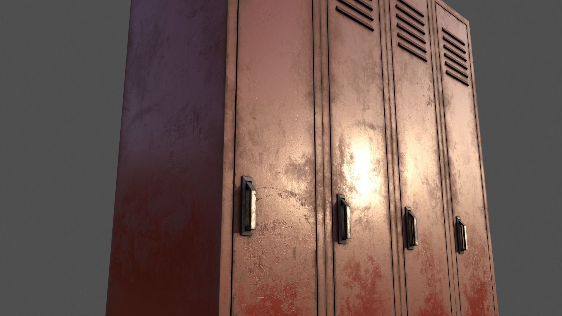 PBR School Gym Locker 02 - Red Low-poly 3D model_19